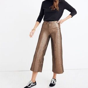 NEW Madewell Emmett Wide-Leg Crop Pants in Metallic